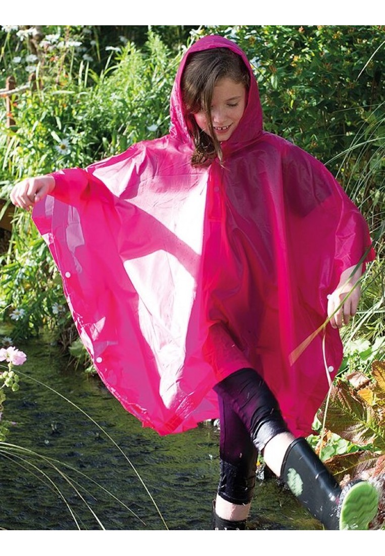 Nutteloos Experiment hand Einfacher rosa Kinder Regenponcho - Regenponchos - Regenwarenhaus